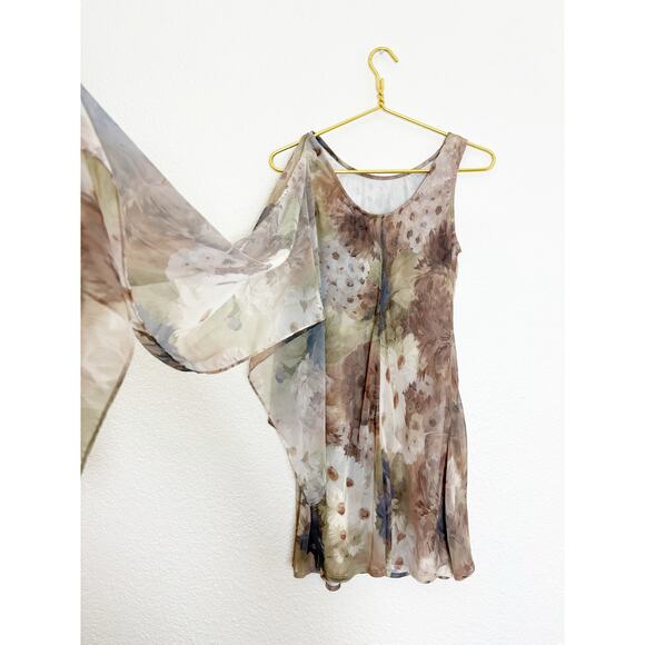 Vintage City Triangles Fairy Floral Neck Scarf Mini Dress Size Small Y2K 90s - Picture 9 of 10